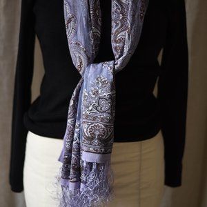 Purple Paisley and Sheer Scarf